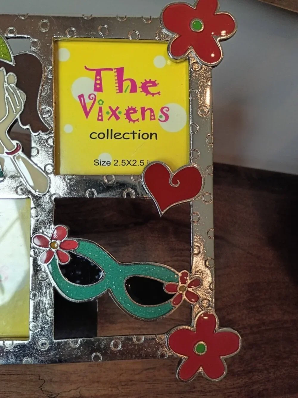 The Vixens Collection Enamel Metal 2 Slot Photo Frame Retro Sparkle Gift Kitsch
